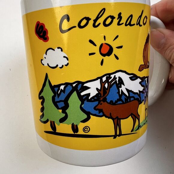 Colorado Coffee Mug State Souvenir Heart Mountains Drink Cup Yellow Ceramic - Picture 7 of 9